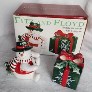 Fitz and Floyd holiday snowmen salt & pepper shakers